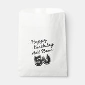 50誕生日パーソナライズされたブラックタイポグラフィ フェイバーバッグ (正面)