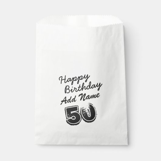 50誕生日パーソナライズされたブラックタイポグラフィ フェイバーバッグ (正面)