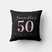 50誕生日パーソナライズされたブラックピンク クッション (裏面)
