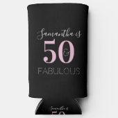 50誕生日パーソナライズされたブラックピンク スリム缶クーラー (正面)