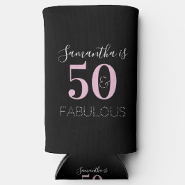 50誕生日パーソナライズされたブラックピンク スリム缶クーラー