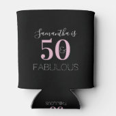 50誕生日パーソナライズされたブラックピンク 缶クーラー (裏面)