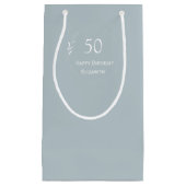 50誕生日パーソナライズされたライトブルー スモールペーパーバッグ (正面)