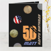 50誕生日パーソナライズされた15枚フロント/イン カード (黄色い花)