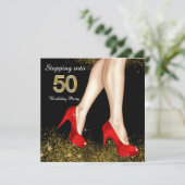 50誕生日パーティレッドシューズにステップイン 招待状 (スタンド正面)