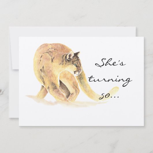 50誕生日パーティー招待状カスタムクーガーユーモア 招待状 (正面)