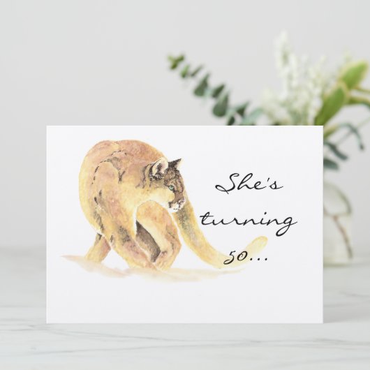 50誕生日パーティー招待状カスタムクーガーユーモア 招待状 (スタンド正面)