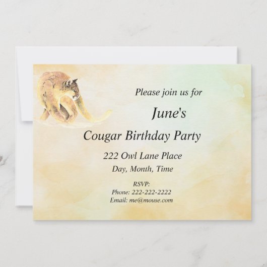 50誕生日パーティー招待状カスタムクーガーユーモア 招待状 (裏面)