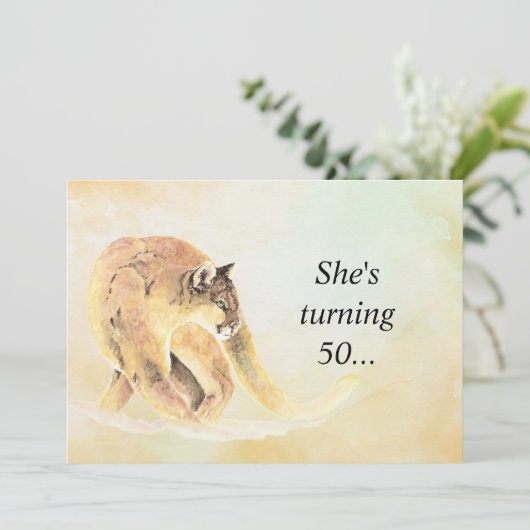 50誕生日パーティー招待状カスタムクーガーユーモア 招待状 (スタンド正面)