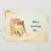 50誕生日パーティー招待状カスタムクーガーユーモア 招待状 (正面/裏面)