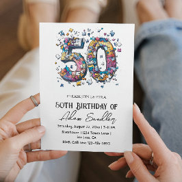 50誕生日パーティーIパズルイラストレーション 招待状