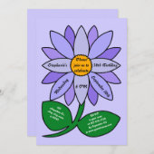50誕生日パープシンプルルヒマワリ招待状 招待状 (正面/裏面)