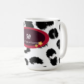 50誕生日ヒョウのファーパターン コーヒーマグカップ (正面右)