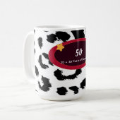 50誕生日ヒョウのファーパターン コーヒーマグカップ (正面左)