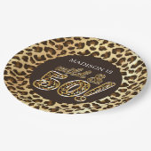 50誕生日ヒョウパーソナライズされたフォイル風船 ペーパープレート (アングル)