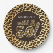 50誕生日ヒョウパーソナライズされたフォイル風船 ペーパープレート (正面)