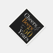 50誕生日ビールと応援ブラック金ゴールドパーティー スタンダードカクテルナプキン (角)