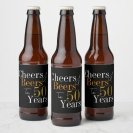 50誕生日ビールと応援ブラック金ゴールドパーティー ビールラベル
