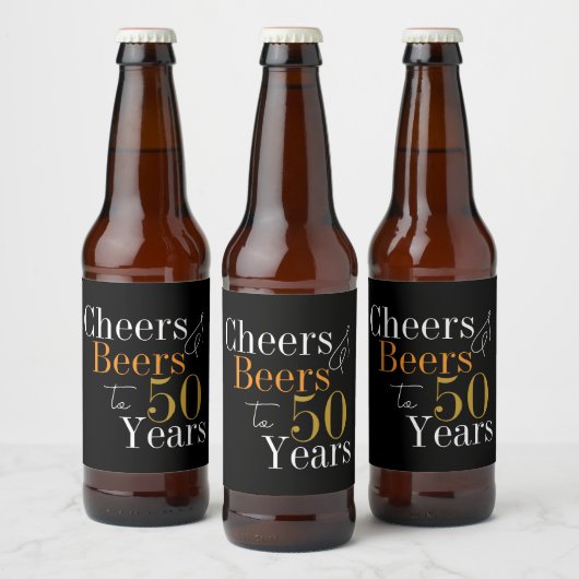 50誕生日ビールと応援ブラック金ゴールドパーティー ビールラベル (ボトル)
