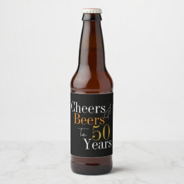 50誕生日ビールと応援ブラック金ゴールドパーティー ビールラベル