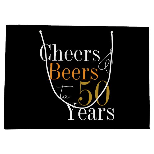 50誕生日ビールと応援ブラック金ゴールドパーティー ラージペーパーバッグ (裏面)
