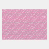 50誕生日ピンクオレンジタイポグラフィ番号 ラッピングペーパーシート (正面3)