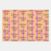 50誕生日ピンクオレンジタイポグラフィ番号 ラッピングペーパーシート (正面)