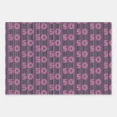 50誕生日ピンクオレンジタイポグラフィ番号 ラッピングペーパーシート (正面3)