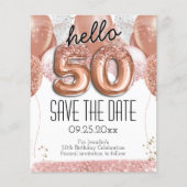 50誕生日ピンクグリッター日付の保存 (正面)