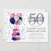 50誕生日ピンクケーキ招待状 招待状 (正面)