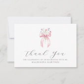 50誕生日ピンクボウワイルドフラワーカスタムフラット サンキューカード (正面)