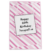 50誕生日ピンク抱き枕 ミディアムペーパーバッグ (正面)