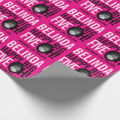 50誕生日ピンク白い黒いfiveohの写真カスタムを見る ラッピングペーパー (角)