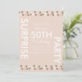 50誕生日ピンク赤面紙吹雪サプライズパーティー 招待状 (スタンド正面)