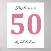 50誕生日ピンク50と素晴らしい名前をカスタムする ポスター (正面)