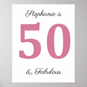 50誕生日ピンク50と素晴らしい名前をカスタムする ポスター