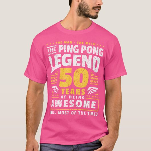 50誕生日ピンポン選手50歳テーブル Tシャツ (正面)
