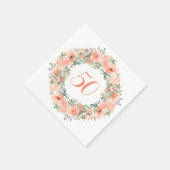 50誕生日ピーチフローラ水彩 スタンダードカクテルナプキン (角)