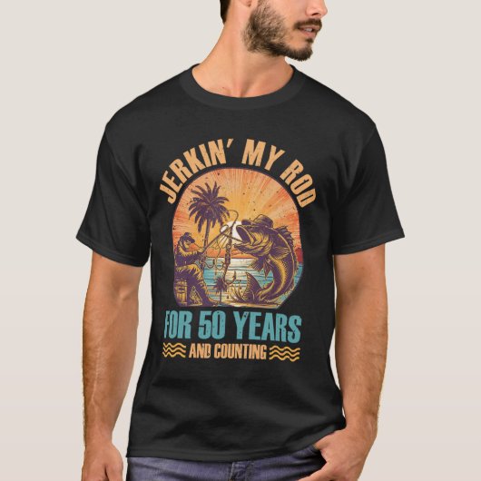 50誕生日フィッシャーマンジャーキン'私のロッド50年 Tシャツ (正面)