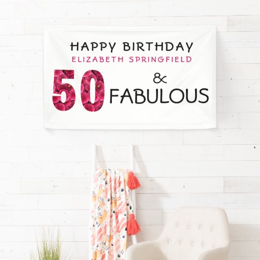 50誕生日フィフティと素晴らしいパーソナライズされた 横断幕 (インサイチュ)
