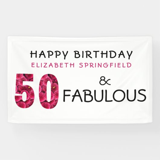 50誕生日フィフティと素晴らしいパーソナライズされた 横断幕 (横)