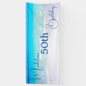 50誕生日フィフティと素晴らしいビーチ 横断幕 (縦)