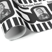 50誕生日フォトおもしろい白黒ラッピング ラッピングペーパー (ロールコーナー)