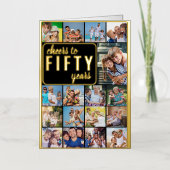 50誕生日フォトコラージュ応援~50年 箔グリーティングカード (正面)