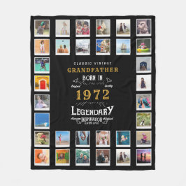 50誕生日フォトコラージュ祖父 フリースブランケット