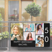 50誕生日フォトコラージュ5写真白黒 横断幕