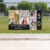 50誕生日フォトコラージュ5写真白黒 横断幕 (インサイチュ)