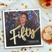 50誕生日フォトスカスタムクリプト金ゴールド スタンダードカクテルナプキン