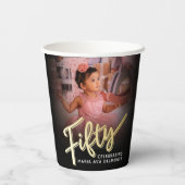 50誕生日フォトスクリプト黒金ゴールド色 紙コップ (裏面)