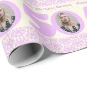 50誕生日フォトダマスクリームパープルラッピング ラッピングペーパー (ロールコーナー)
